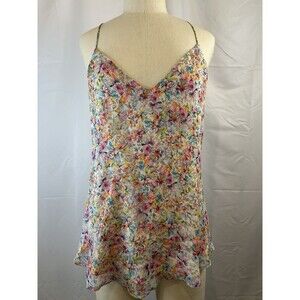NWT Lavender Brown Madora Floral Pink Spaghetti Strap Tank Size Small